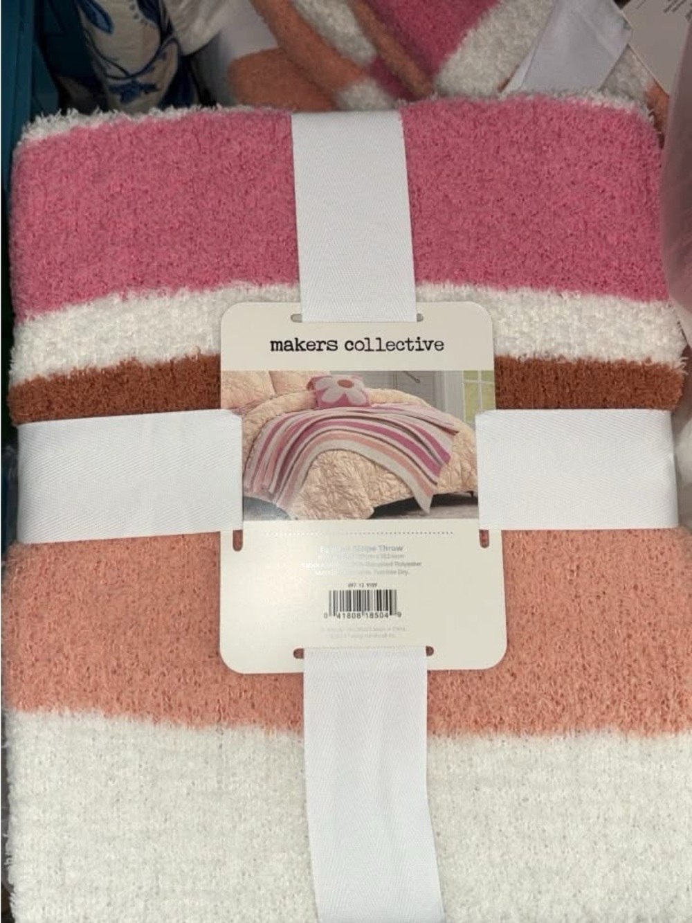 Makers Collective Pink & Peach Striped Cozy Throw Blanket